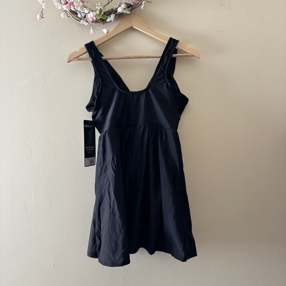 Miraclesuit Marais One Piece Swimdress Black Sz 12 - Picture 4 of 11